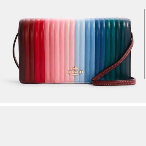 Coach Handbags - COACH RAINBOW ANNA FOLDOVER CROSSBODY CLUTCH LINEAR STRIPE QUILTED PRIDE PURSE